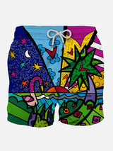 Man swim shorts with multicolor beach print | ©BRITTO SPECIAL EDITION