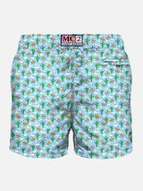 Man light fabric swim shorts with cactus and clouds print