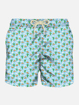 Man light fabric swim shorts with cactus and clouds print