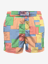 Multicolor gingham man swim shorts