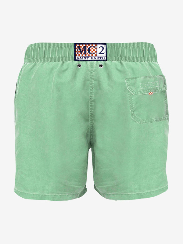 Acid green delavè man swim shorts