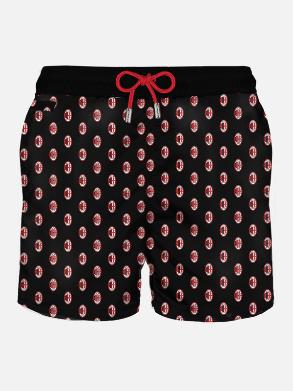 Man light fabric swim shorts with Milan print | MILAN SPECIAL EDITION