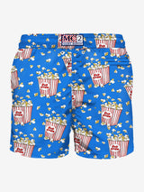 Light fabric man swim shorts with pop corn print