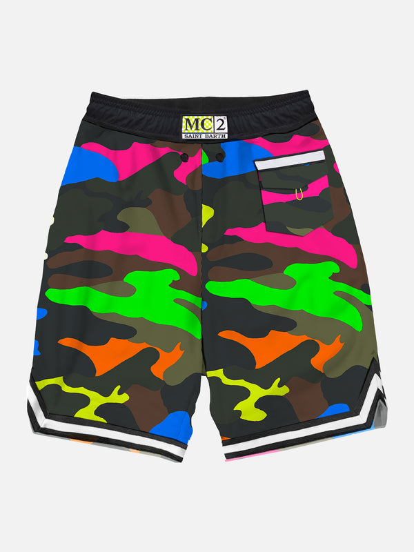 Camouflage fluo multicolor swim shorts surf style