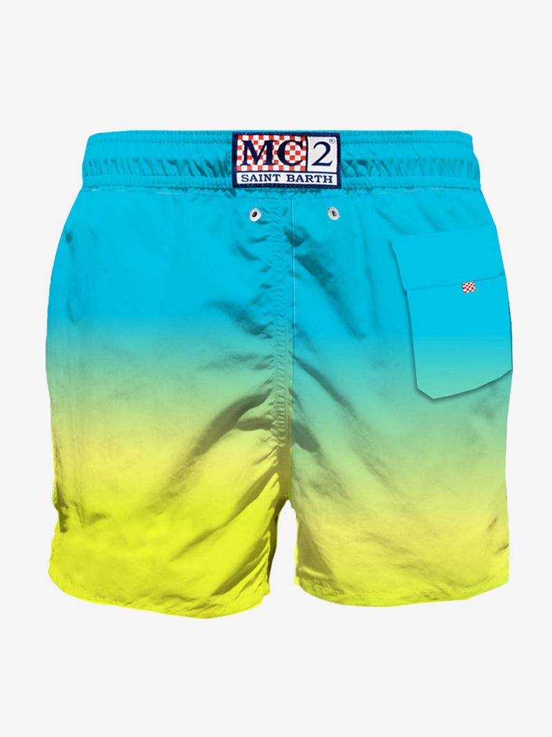 Tie dye mid-length swim shorts with embroidery