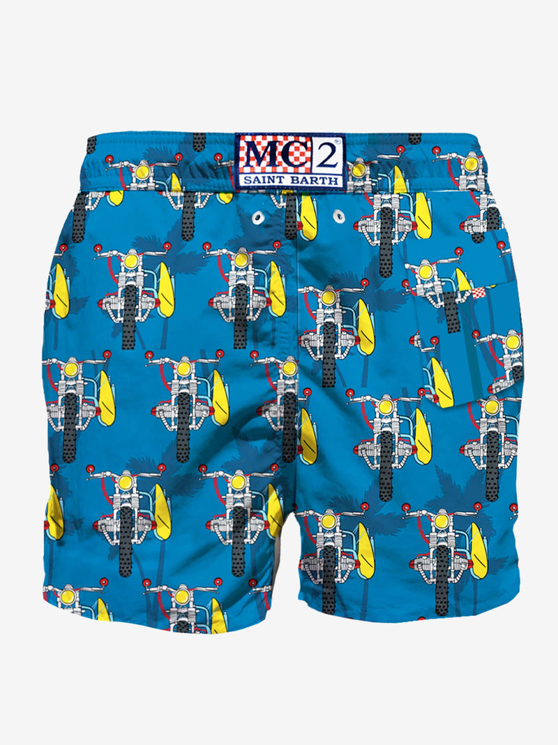 Mid-length swimshorts with surf motorbike