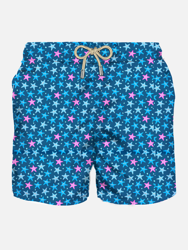 Man lightweight fabric swim-shorts Lighting Micro Fantasy with starfish print