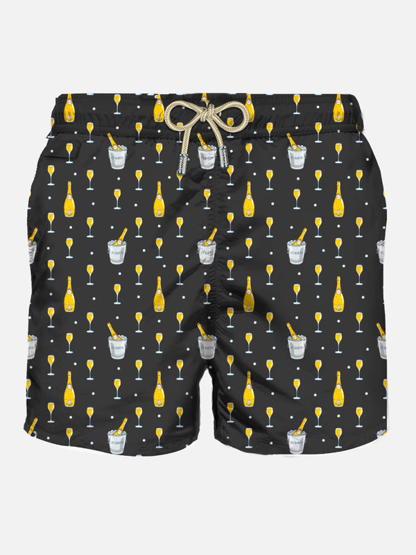 Man lightweight fabric swim-shorts Lighting Micro Fantasy with bollicine print
