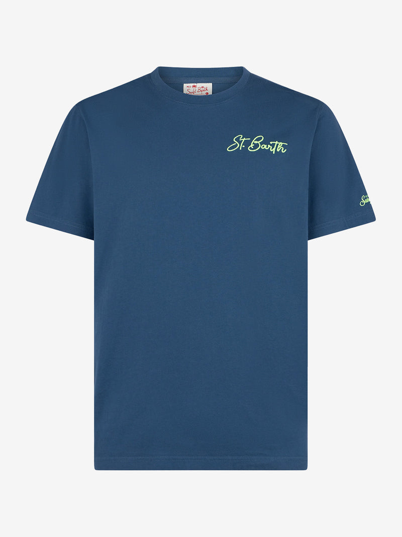 T-shirt da uomo in cotone con stampa onda e palme St. Barth