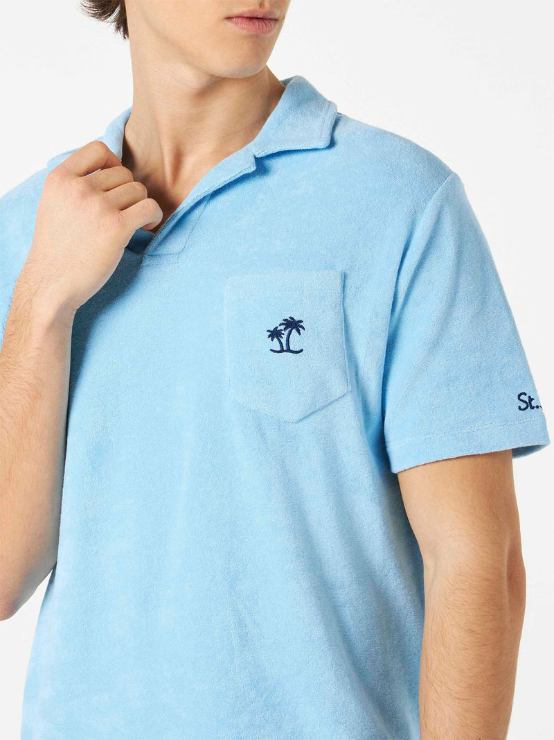 Herren-Poloshirt aus Frottee in Marineblau und Hellblau
