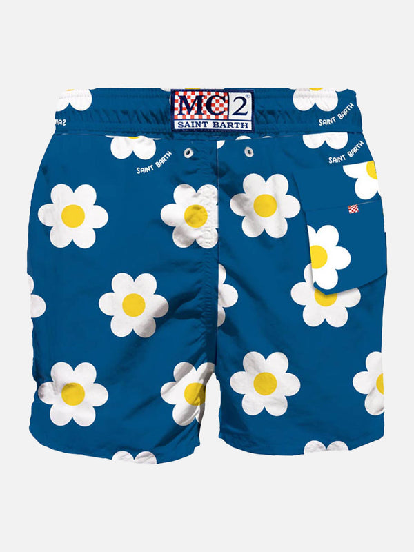 Man classic swim shorts with daisy print