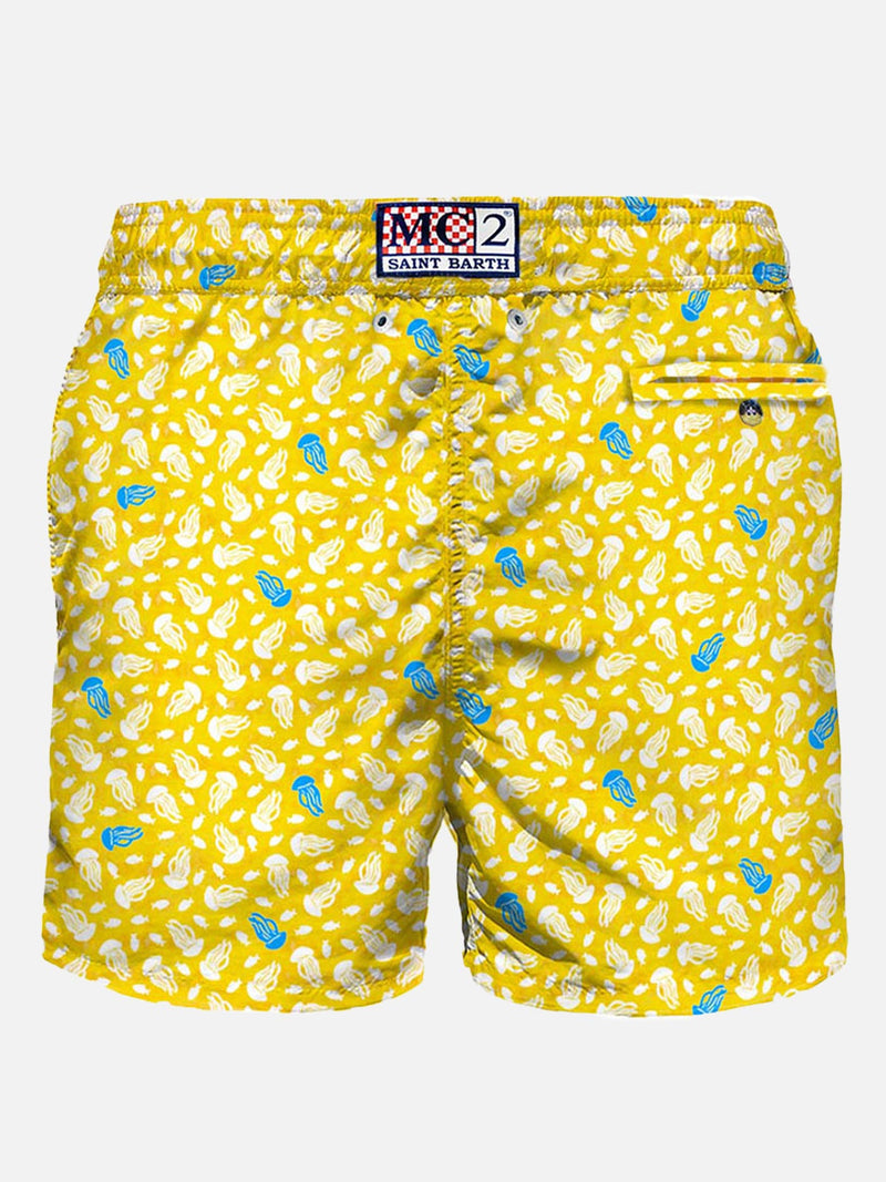 Light fabric swim shorts jellyfish print