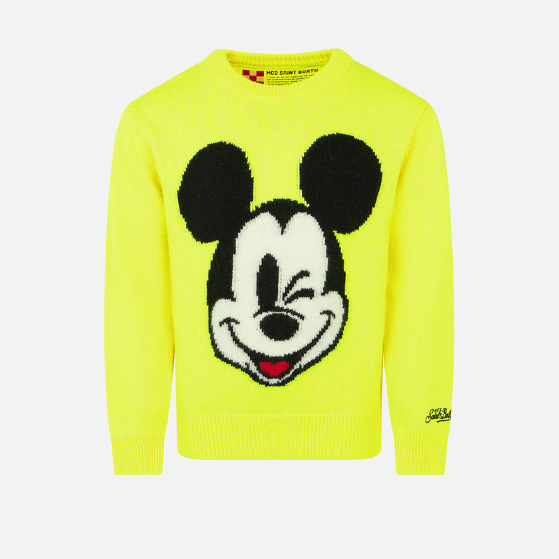 Maglia per bambino stampa Mickey Mouse® giallo fluo - Edizione Speciale Disney©
