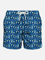 Man light fabric swim shorts with gin Mare all over print | GIN MARE SPECIAL EDITION