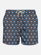 Man light fabric swim shorts with star print