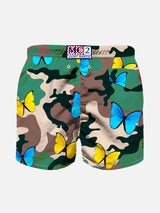 Camo butterflies all over print boy's light swimshorts