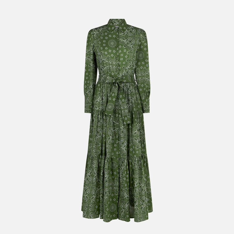 Woman green long dress