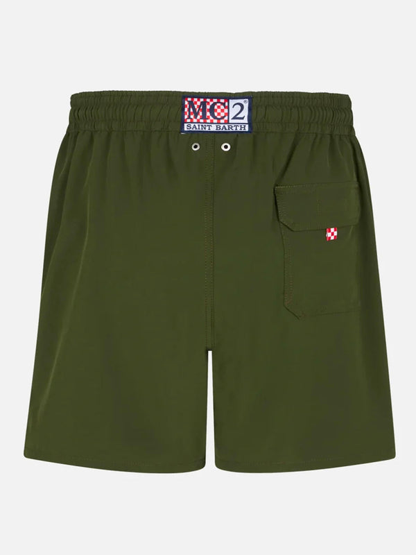 Man military green comfort swim shorts