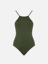 Military green one piece swimsuit