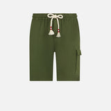 Man linen militrary green bermuda shorts