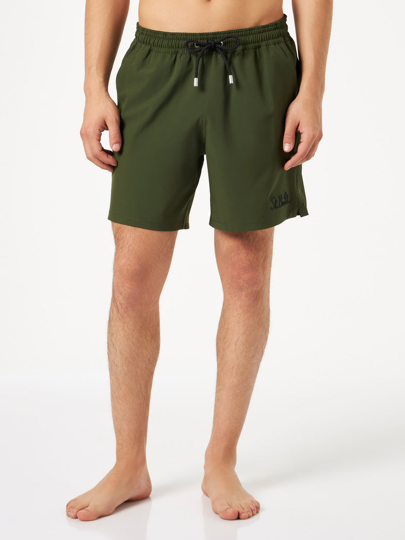 Man military green comfort swim shorts
