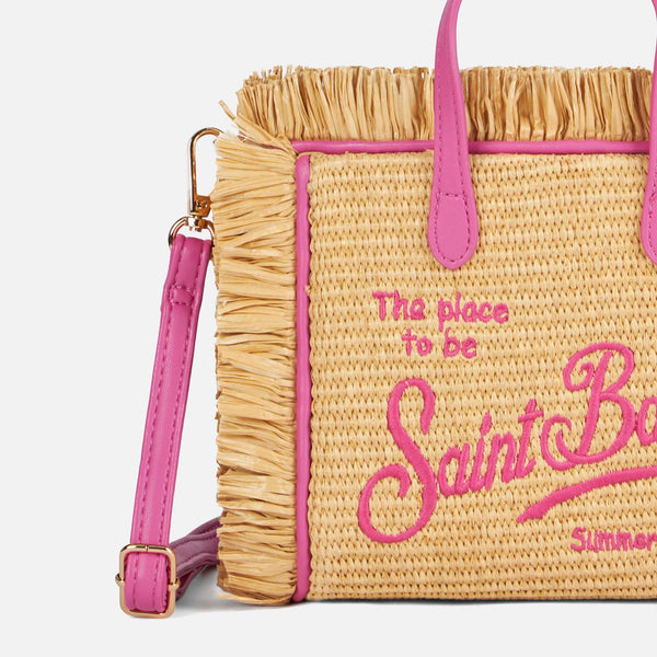 Mini Vanity straw bag with embroidery