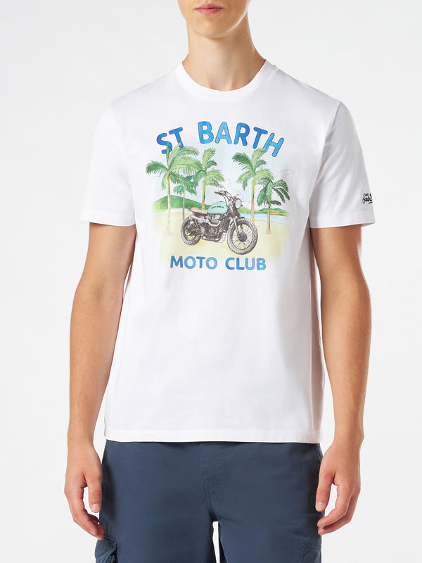 T-shirt da uomo in cotone con stampa moto
