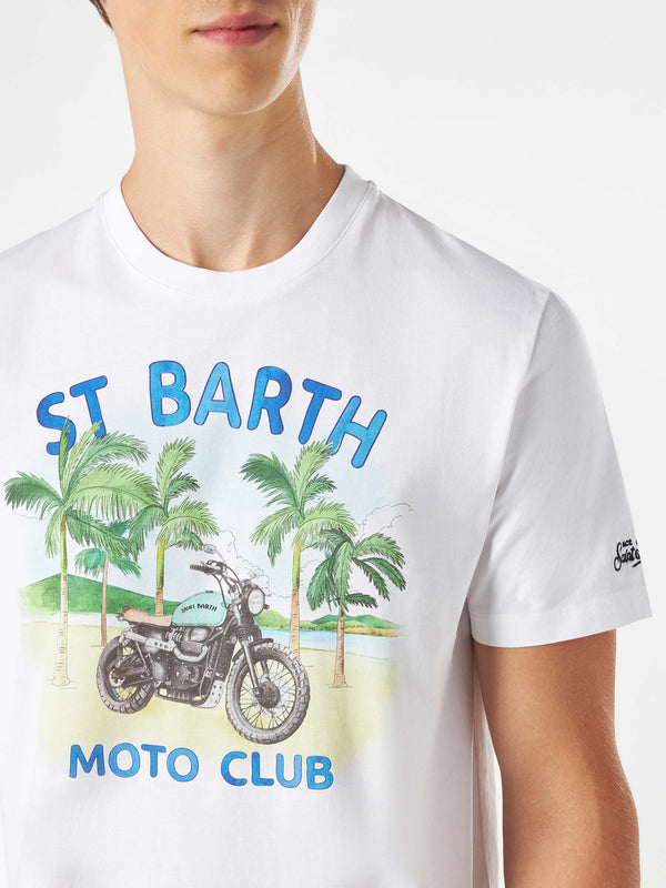 T-shirt da uomo in cotone con stampa moto