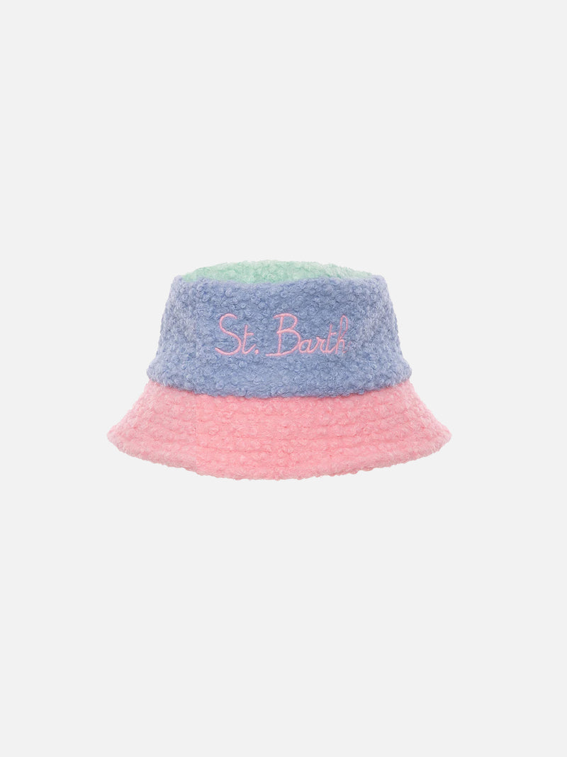 Multicolor sherpa fabric bucket hat