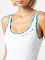 One piece swimsuit with Mykonos embroidery