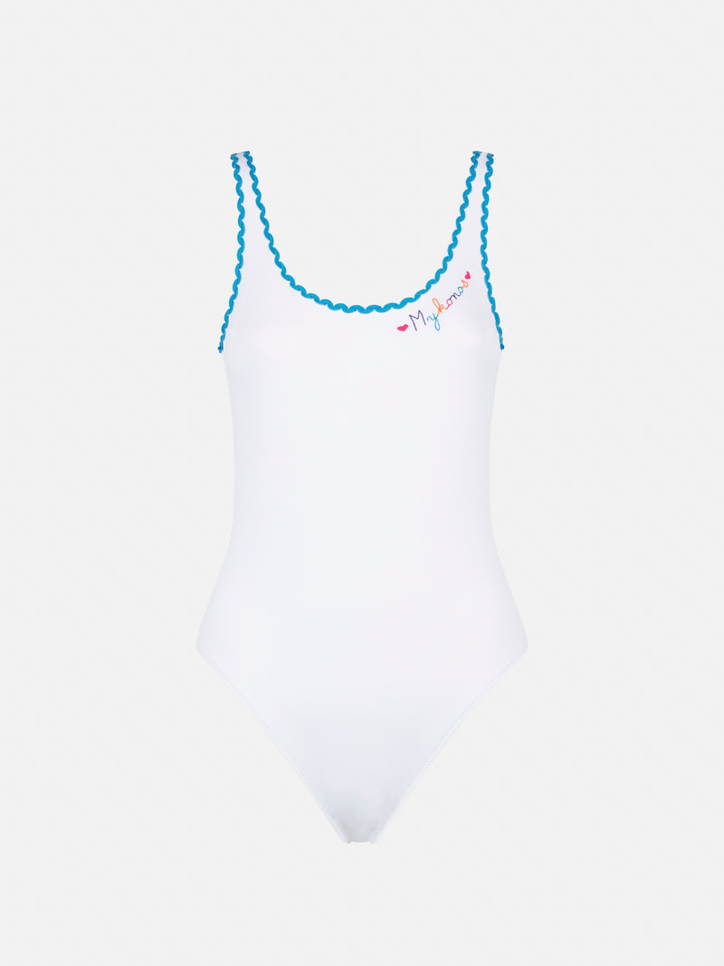One piece swimsuit with Mykonos embroidery
