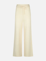 Knitted off white palazzo pants