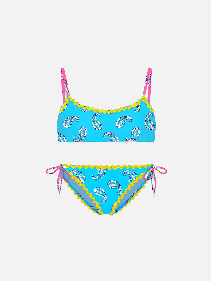 Girl bralette bikini with paisley print