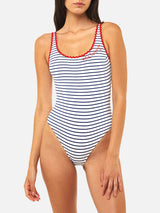One piece swimsuit with St. Tropez embroidery