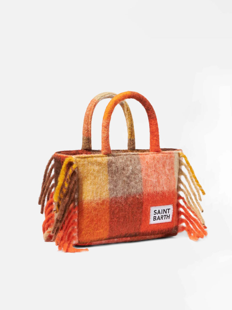 Colette-Handtasche mit mehrfarbigem Karo und Fransen