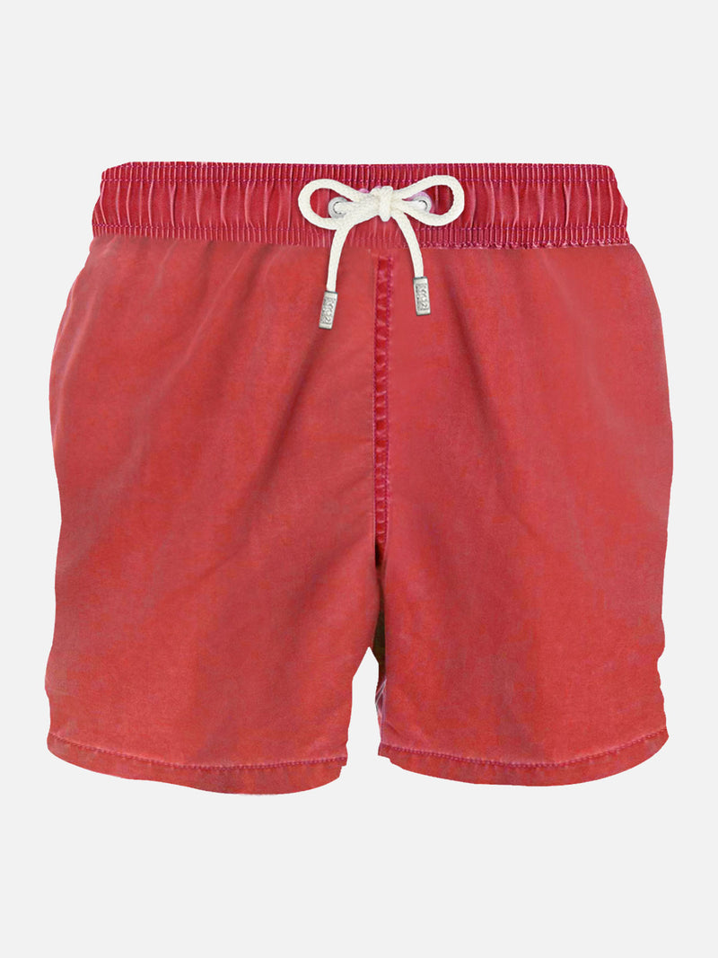 Red delavè man's swim shorts