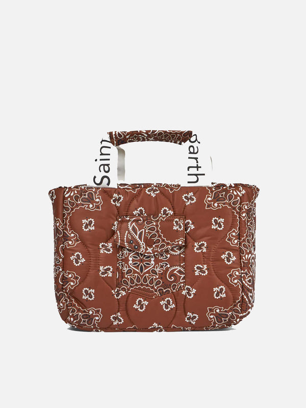 Puffer handbag with bandanna print