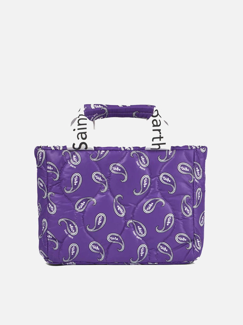 Puffer handbag with paisley print