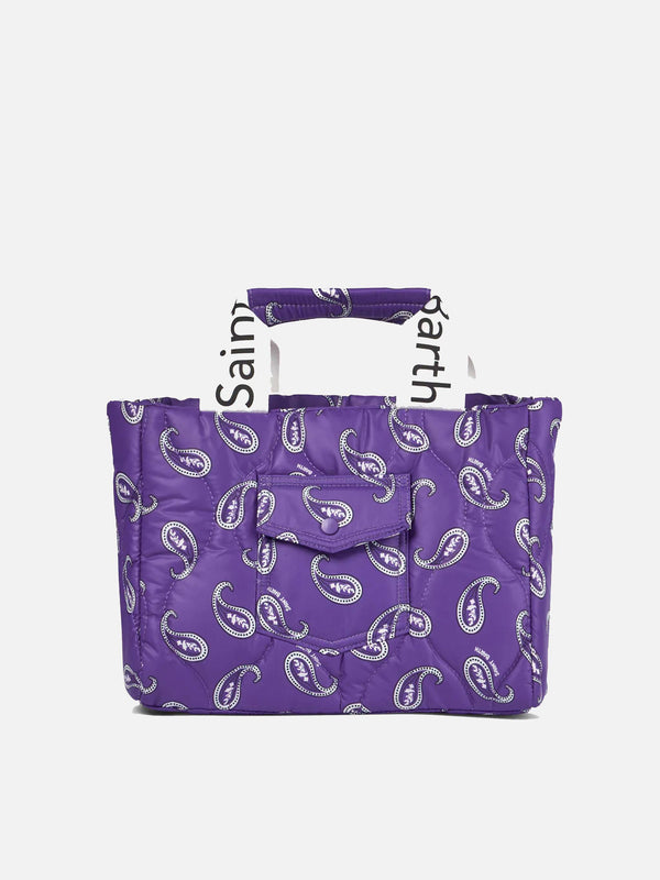 Puffer handbag with paisley print
