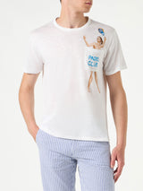 Herren-T-Shirt aus Leinenjersey mit bedruckter Tasche