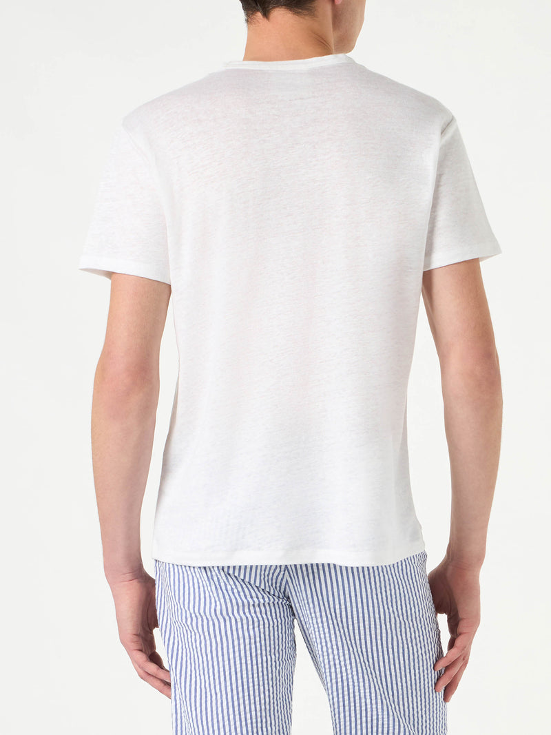 Man linen jersey t-shirt with printed pocket