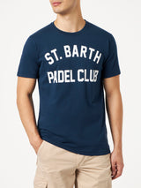 Man cotton vintage treatment t-shirt with St. Barth Padel Club print