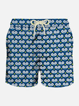 Man light fabric swim shorts with padel print