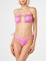 Woman bandeau bikini with paisley print