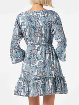 Woman short dress with paisley print