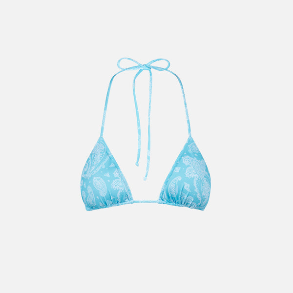 Woman triangle bikini with paisley print