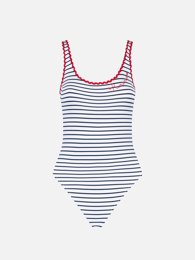 One piece swimsuit with Panarea embroidery
