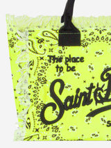 Colette-Tasche aus Baumwollcanvas mit neongelbem Bandana-Aufdruck