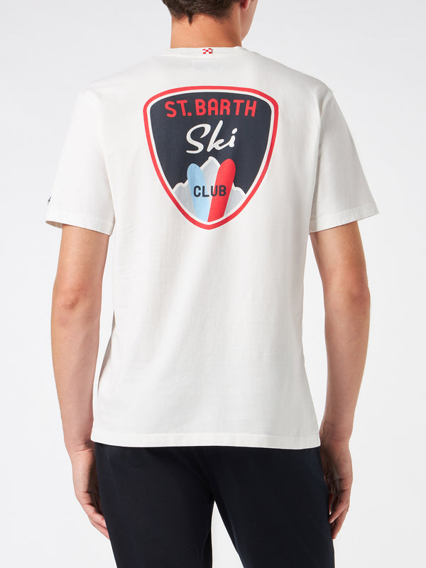 Herren-T-Shirt aus schwerer Baumwolle mit St. Barth Ski-Aufnäher