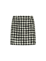 Woman wooly skirt with pied de poule print